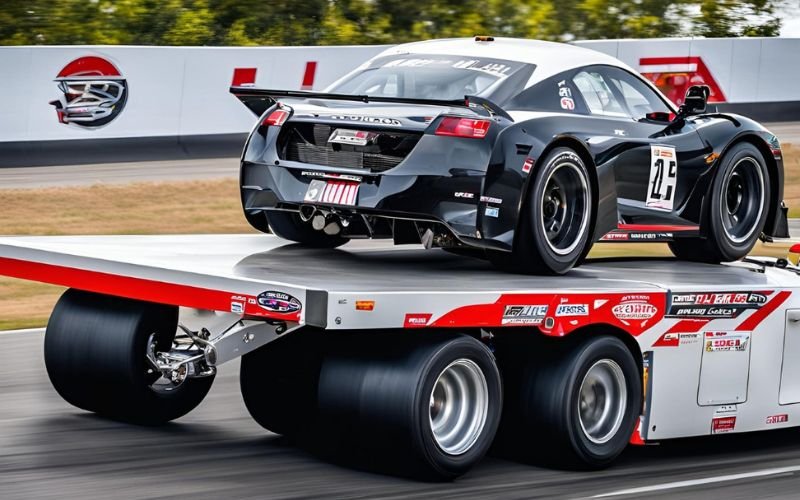 race car towing